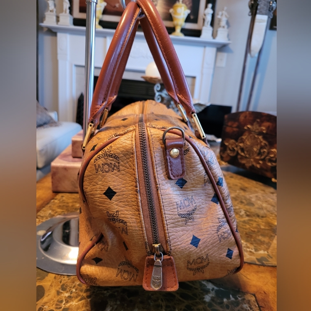 MCM Cognac Visetos Satchel Bag - Picture 3 of 9